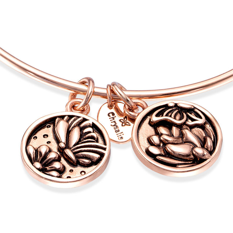 Chrysalis "Transformation" Charms Adjustable Bangle in Rose-Tone Brass