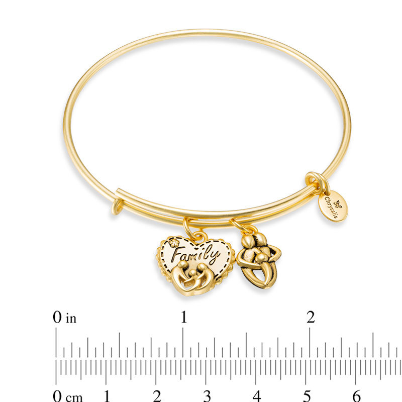 Chrysalis "Family" Charms Adjustable Bangle in Yellow-Tone Brass
