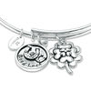 Thumbnail Image 2 of Chrysalis Cubic Zirconia "Good Luck" Charms Adjustable Bangle in White Brass
