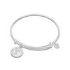 Thumbnail Image 0 of Chrysalis Cubic Zirconia "T" Initial Charm Adjustable Bangle in White Brass