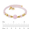Thumbnail Image 1 of Chrysalis Lab-Created Pink Quartz and Brass Bead Adjustable Bangle in Brass