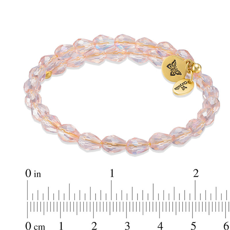 Chrysalis Pink Glass Bead Adjustable Bangle in Brass