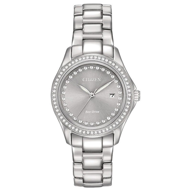 Ladies' Citizen Eco-Drive® Crystal Accent Watch with Grey Dial (Model: FE1140-86H)
