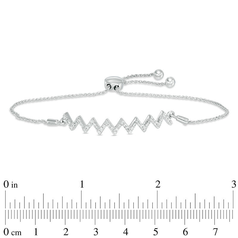 0.45 CT. T.W. Diamond Zig-Zag Bolo Bracelet in Sterling Silver - 9.5"
