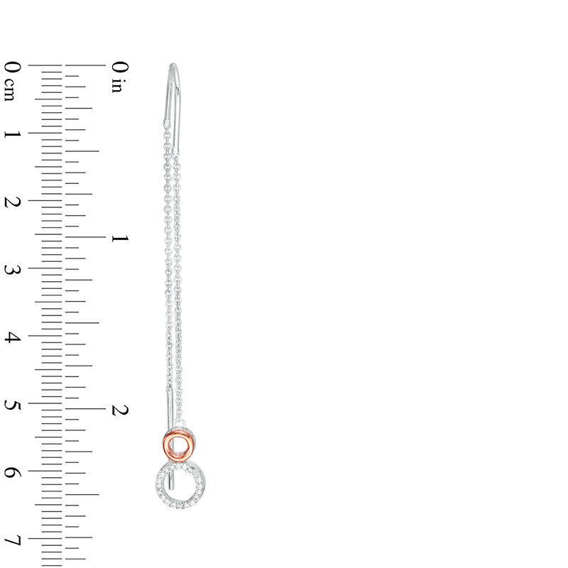 0.09 CT. T.W. Diamond Double Circle Threader Earrings in Sterling Silver and 10K Rose Gold