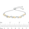 Thumbnail Image 1 of 0.23 CT. T.W. Diamond Alternating Three Stone Bolo Bracelet in Sterling Silver and 10K Gold - 9.5"