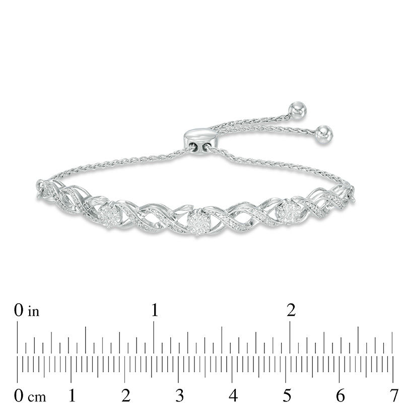 0.11 CT. T.W. Diamond "XO" Bolo Bracelet in Sterling Silver - 9.5"