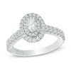 Thumbnail Image 0 of Vera Wang Love Collection 0.70 CT. T.W. Oval Diamond Double Frame Engagement Ring in 14K White Gold