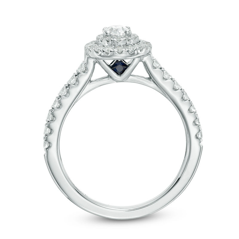Vera Wang Love Collection 0.70 CT. T.W. Oval Diamond Double Frame Engagement Ring in 14K White Gold