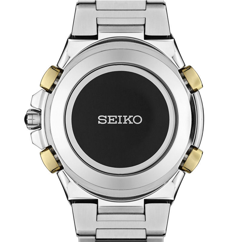 Men's Seiko Prospex World Time Solar Chronograph Two-Tone Watch with Black Dial (Model: SSC508)