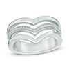 Thumbnail Image 0 of 0.09 CT. T.W. Diamond Multi-Row Chevron Band in Sterling Silver