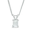 Thumbnail Image 0 of 0.50 CT. Certified Canadian Emerald-Cut Diamond Solitaire Pendant in 14K White Gold - 17"