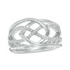 Thumbnail Image 0 of 0.11 CT. T.W. Diamond Layered Crossover Ring in Sterling Silver
