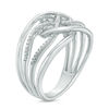 Thumbnail Image 1 of 0.11 CT. T.W. Diamond Layered Crossover Ring in Sterling Silver