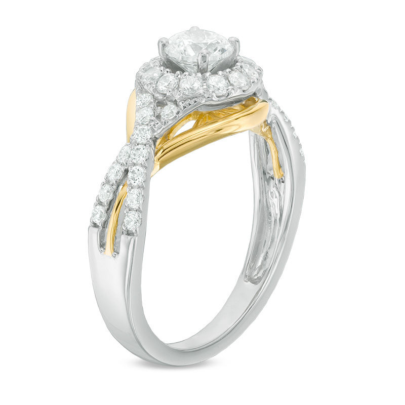 1.00 CT. T.W. Diamond Frame Twist Engagement Ring in 14K Two-Tone Gold