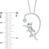 Thumbnail Image 1 of Enhanced Black and White Diamond Accent Kitten Moon Pendant in Sterling Silver