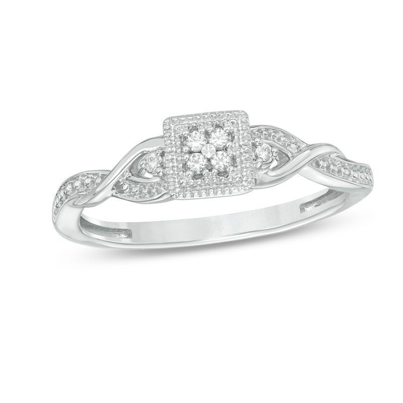 0.04 CT. T.W. Diamond Vintage-Style Promise Ring in Sterling Silver