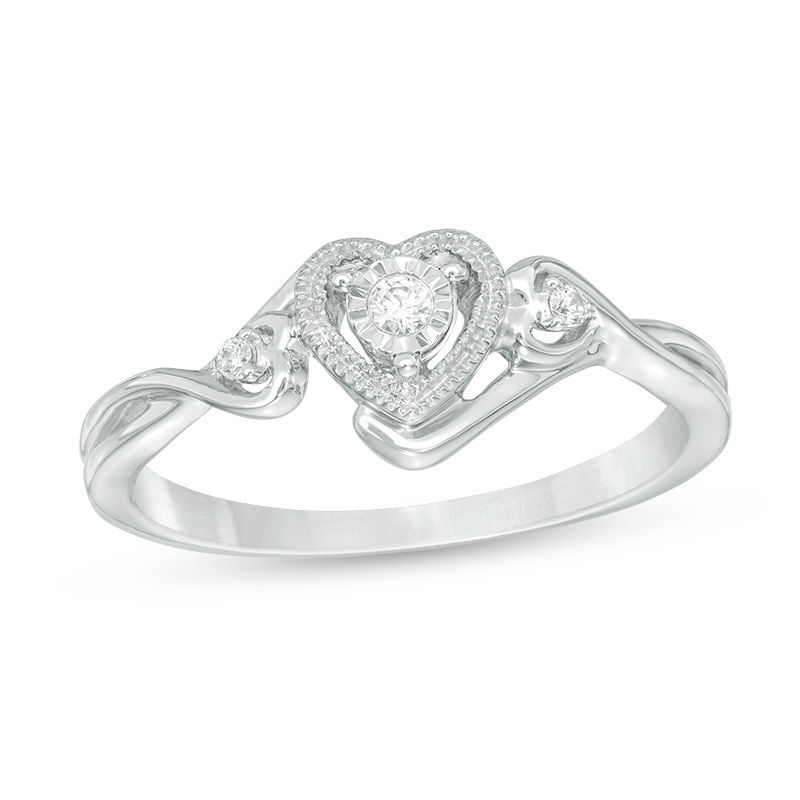 0.04 CT. T.W. Diamond Heart Promise Ring in Sterling Silver