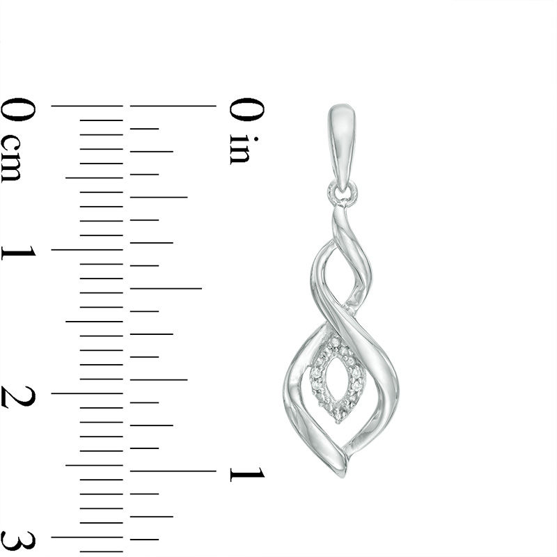 Diamond Accent Marquise Flame Twist Pendant and Drop Earrings Set in Sterling Silver