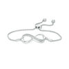 Thumbnail Image 0 of Diamond Accent Sideways Infinity Symbol Bolo Bracelet in Sterling Silver - 9.5"