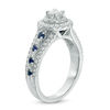 Thumbnail Image 1 of Vera Wang Love Collection 0.80 CT. T.W. Diamond and Blue Sapphire Double Frame Engagement Ring in 14K White Gold