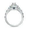 Thumbnail Image 2 of Vera Wang Love Collection 0.80 CT. T.W. Diamond and Blue Sapphire Double Frame Engagement Ring in 14K White Gold