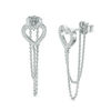 Thumbnail Image 0 of 0.15 CT. T.W. Diamond Heart Chain Loop Drop Earrings in Sterling Silver