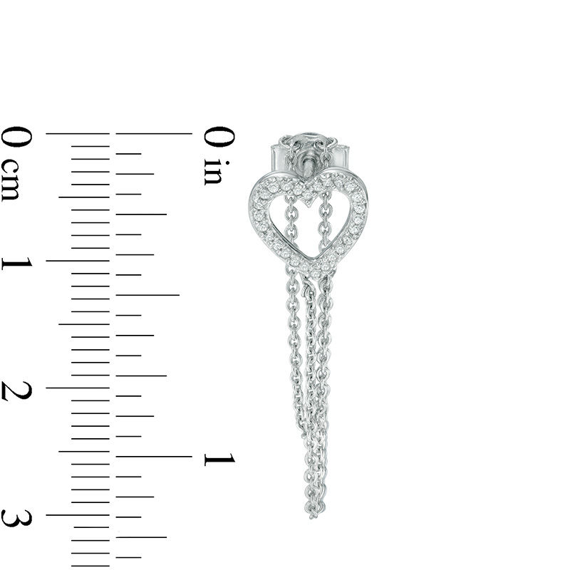 0.15 CT. T.W. Diamond Heart Chain Loop Drop Earrings in Sterling Silver