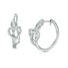 Thumbnail Image 0 of 0.11 CT. T.W. Diamond Heart Woven Hoop Earrings in Sterling Silver