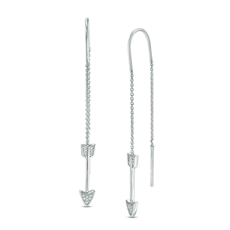 Diamond Accent Arrow Threader Earrings in Sterling Silver