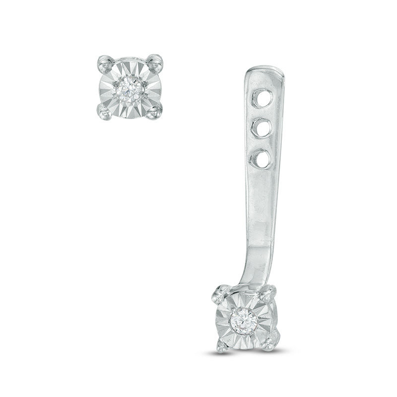 Diamond Accent Front/Back Earrings in Sterling Silver