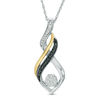 Thumbnail Image 0 of 0.09 CT. T.W. Enhanced Black and White Diamond Twist Pendant in Sterling Silver and 10K Gold