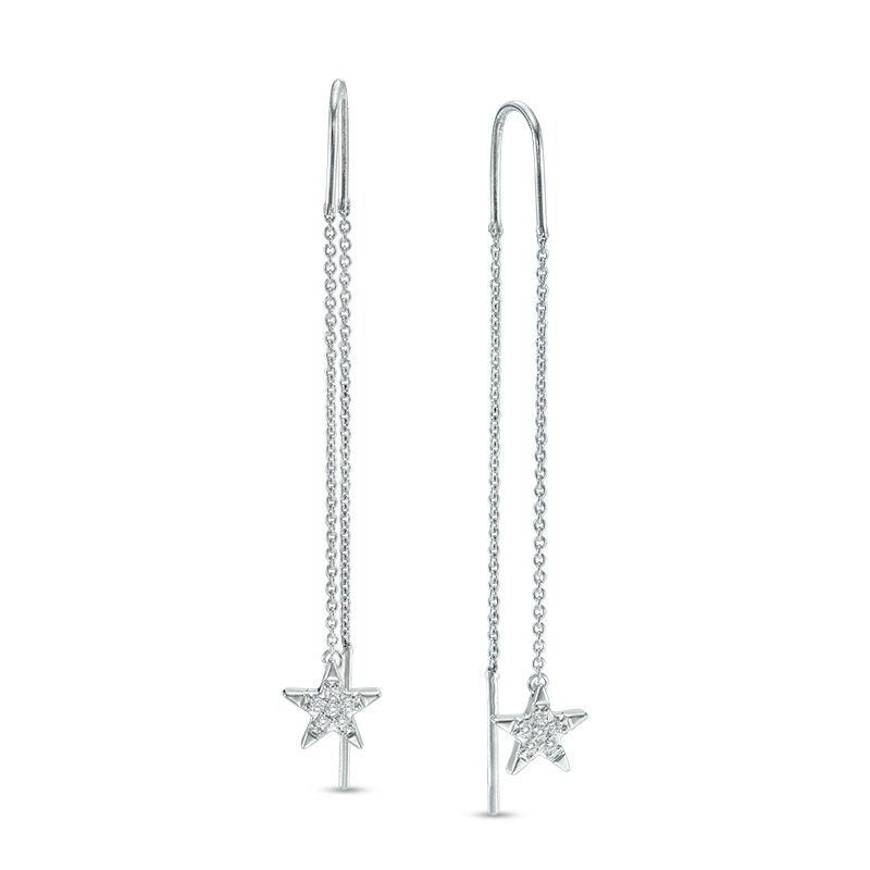 0.09 CT. T.W. Diamond Star Threader Earrings in Sterling Silver