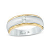 Thumbnail Image 0 of Ever Us™ Men's 0.20 CT. T.W. Two Stone Square-Cut Diamond Satin Band in 14K Two-Tone Gold