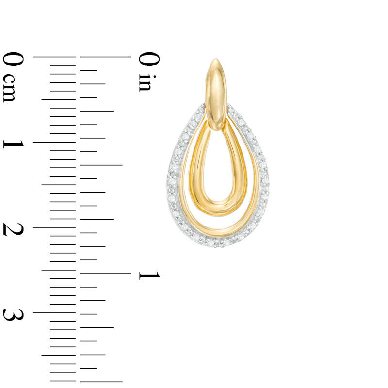 0.11 CT. T.W. Diamond Double Teardrop Earrings in 10K Gold