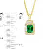 Thumbnail Image 2 of Cushion-Cut Lab-Created Emerald and White Sapphire Frame Pendant and Ring Set in 10K Gold