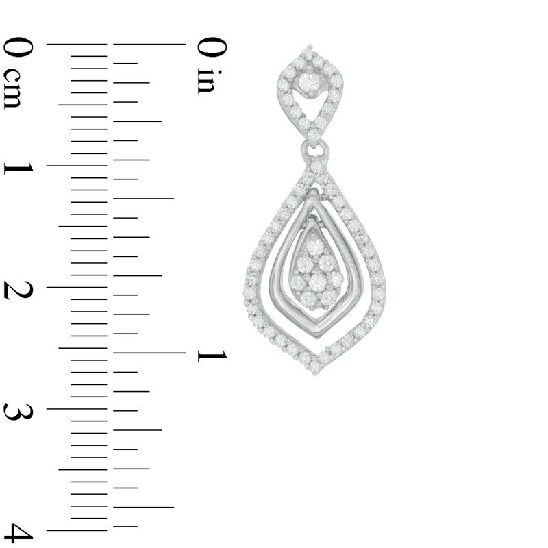 0.70 CT. T.W. Diamond Triple Teardrop Earrings in 10K White Gold
