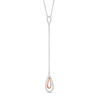 Thumbnail Image 0 of 0.18 CT. T.W. Diamond Teardrop "Y" Necklace in Sterling Silver and 10K Rose Gold - 38"