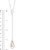 Thumbnail Image 1 of 0.18 CT. T.W. Diamond Teardrop "Y" Necklace in Sterling Silver and 10K Rose Gold - 38"