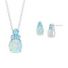 Thumbnail Image 0 of Lab-Created Opal and Swiss Blue Topaz Trio Pendant and Drop Earrings Set in Sterling Silver