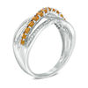 Thumbnail Image 1 of Citrine and 0.11 CT. T.W. Diamond Multi-Row Crossover Ring in Sterling Silver