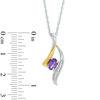 Thumbnail Image 1 of Oval Amethyst and Diamond Accent Abstract Wishbone Pendant in Sterling Silver and 10K Gold