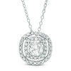Thumbnail Image 0 of 5.0mm Lab-Created White Sapphire Double Frame Pendant in Sterling Silver