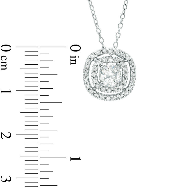 5.0mm Lab-Created White Sapphire Double Frame Pendant in Sterling Silver