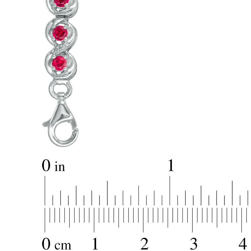 3.0mm Lab-Created Ruby and Diamond Accent Cascading Tennis Bracelet in Sterling Silver - 7.5"