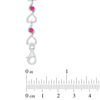 Thumbnail Image 1 of 3.0mm Lab-Created Ruby Cascading Hearts Bracelet in Sterling Silver - 7.5"