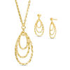Thumbnail Image 0 of Made in Italy Diamond-Cut Teardrop Necklace and Drop Earrings Set in 10K Gold - 19"
