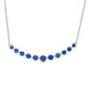 Thumbnail Image 0 of Graduated Lab-Created Blue Sapphire Curved Bar Necklace in Sterling Silver