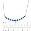 Thumbnail Image 1 of Graduated Lab-Created Blue Sapphire Curved Bar Necklace in Sterling Silver