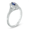 Thumbnail Image 1 of Marquise Lab-Created Blue Sapphire and 0.11 CT. T.W. Diamond Frame Split Shank Ring in Sterling Silver